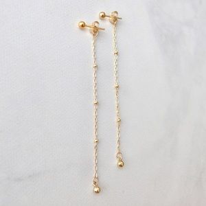 Long dewdrop line earrings 14k gold fill